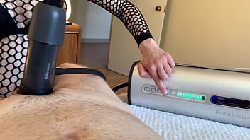 Preview 2 of Sunny Leone Xxx Videoasian Pirn - Cock Gets a Good Milking by VacuGlide AutoBlow Machine