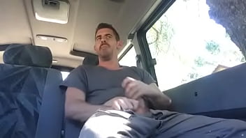 Preview 1 of Threeway Xxx - hot guy jerk off in the back of his car