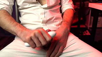 Preview 3 of Granny Carol Cunt - a young handsome man jerks off his dick with a vibrator of his half-sister and ends loudly.