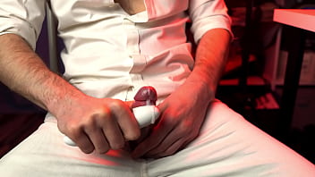 Preview 4 of Granny Carol Cunt - a young handsome man jerks off his dick with a vibrator of his half-sister and ends loudly.