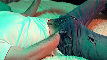 Preview 1 of Gujrati Porn Muvi - a young hot guy watches porn on his phone and jerks off his small cock.