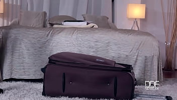 Preview 2 of Black Big Rod Hd - Hand Luggage: Submissive Brunette Babe Stored In Suitcase