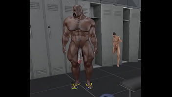 Preview 2 of Daniels Dani Xxx Video 2015 - sissy beta white man in complete awe of huge black bodybuilder in the locker room