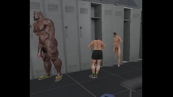 Preview 1 of Daniels Dani Xxx Video 2015 - sissy beta white man in complete awe of huge black bodybuilder in the locker room