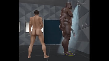 Preview 4 of Daniels Dani Xxx Video 2015 - sissy beta white man in complete awe of huge black bodybuilder in the locker room