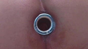 Preview 4 of I M Wery Fat Taim - Asian boy inserting huge steel anal tunnel plug