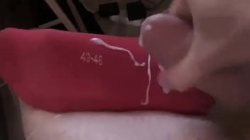 Preview 3 of Elisabeth Bure - wank and cum on red puma socks