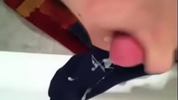 Preview 3 of Black Pounds - cum on blue puma socks again
