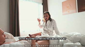 Preview 3 of Sexblufilim - MILF Step Mother was cleaning the room and sat on step son&rsquo_s big dick and let cum in pussy