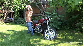Preview 4 of Mom Milf Ann - Sexy Zack Lemec Solo Outdoor Jerk On Motorcycle - Maskurbate