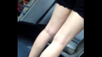 Preview 3 of Panty Flashing Tease - White teen with cute ass on bus