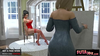 Preview 1 of Viagra Effect - Futa3dX - Big Dicked Futa Blonde Shoves Her MONSTER COCK In Hot Brunette
