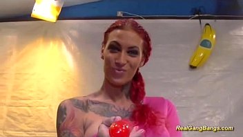 Preview 1 of Freedom Sex Gang Rape - tattooed redhead in gangbang