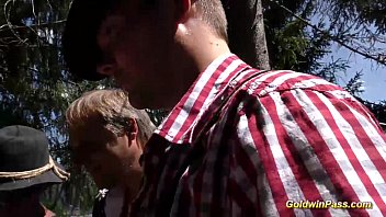 Preview 2 of Mia Khalifa Saxy Videos Free Dow - Lederhosen Gangbang in nature
