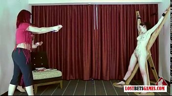 Preview 1 of Tibet Verjin - Girl Plays the Target as 2 others Shoot Her with Foam