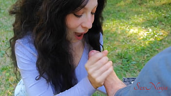 Preview 2 of Road Sider - Influencer Running from a Bear Sucks my Dick to Rescue Her