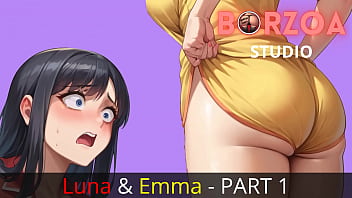 Preview 4 of Indsex Hd - Older bigtits sexy stepsister with young stepsister exploring big hard secret in panties when mom is out (Hentai/Animated/Futanari)
