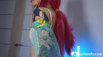 Preview 1 of Norway Bus Tuc - Redhead cosplayer devours dick before getting fucked