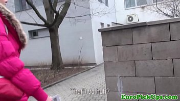 Preview 3 of Busty Teenie Strips In Her - Pickedup euro creampied after sucking