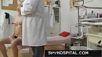 Preview 1 of How Fat Hd Creamy - Hot blonde on hidden camera how she opens legs on obgyn chair