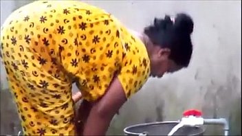 Preview 2 of Petite Nymphs Porn - indian couple bathing out side