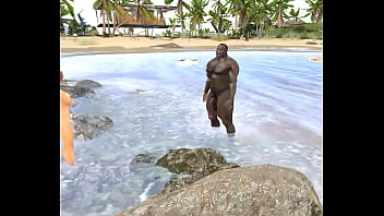 Preview 1 of Desi Beg Indian - beach babe can&#039_t resist old black muscle bull&#039_s monster cock