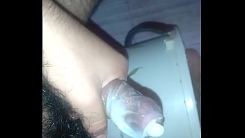 Preview 3 of Japanese Anal Toy Insert - Indian boy masturbating in bathroom putting condom hairy dick