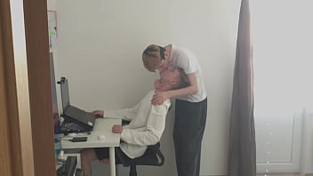 Preview 1 of Big Boobs And Condom Fuk - distracted my stepbrother from work and fucked his tight ass