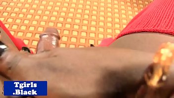Preview 4 of Rides Bike - Stockings ebony tranny plays with her hole