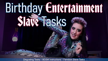 Preview 1 of Penis 12 Cm4 - BIRTHDAY ENTERTAINMENT SLAVE TASKS - REMASTER - Preview - Femdom POV Sub Instructions Task Series by Miss Faith Rae with Pain Play,  Gross Tasks &amp_ more - HD 1080p MP4