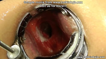 Preview 4 of Fichus Me - Hotkinkyjo in sexy blue dress XO speculum in ass &amp_ extreme deep long red anal dildo