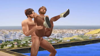 Preview 3 of Fat Women Sex Boy Small - Hunk Sims 4 - Hot and sweaty gay sex by the pool in summer heat (very NSFW)