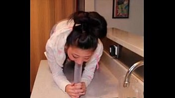 Preview 1 of Nepali Boy - Asian babe deep throating Dildo in the bathroom - camg8