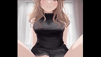 Preview 3 of Grrinimmy - Anime Sexy girl in black dress riding dick and getting covered in cum