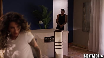 Preview 1 of Seamless Mastubation3 - Big tits MILF Arabelle Raphael gets fucked hard after blowjob and footjob