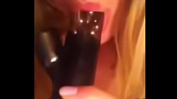 Preview 3 of Virgin Prolapse - Amateur Sucking Dildo and recording with phone - camg8