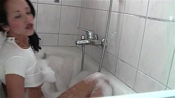 Preview 2 of Milk Nipple Anal - Horny,  wet secretary - striptease in a bathtub