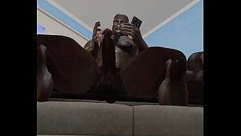 Preview 3 of Mom R San - old black muscle bull jerks for white woman on facetime