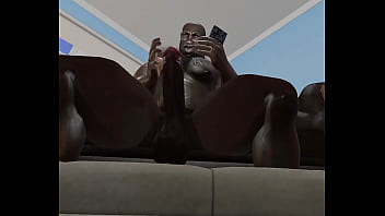 Preview 1 of Mom R San - old black muscle bull jerks for white woman on facetime