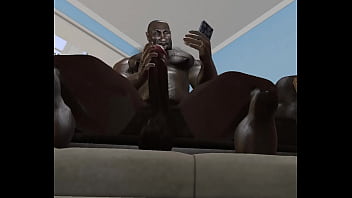 Preview 4 of Mom R San - old black muscle bull jerks for white woman on facetime