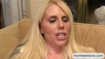 Preview 2 of 69 Backblow - Huge hooters milf Karen Fisher threesome on the couch