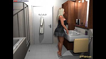 Preview 1 of Chinese Porno Movie - 3D Art Blonde Brushing Teeth