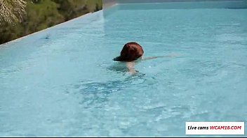 Preview 1 of Monster Tits Oil - Redhead Czech teen with amazing body swimming video