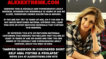 Preview 1 of Inporn Xxx Video - Harper Maddoxx in checkered shirt self anal fisting &amp_ prolapse