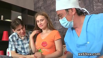 Preview 2 of Father Daughter Helping Time - Doctor assists with hymen physical and devirginizing of virgin girl