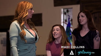 Preview 1 of Bpxxx Www Bdo - GIRLSWAY - Horny Stepsisters Have Threesome With Their Stacked Stepmom Lauren Phillips