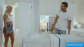 Preview 1 of Creempie Bbw Hard Core - Busty blonde hottie enjoys ex massage and pussy rubbed - Bambi Barton,  Ryan Mclane
