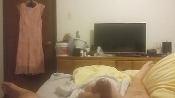 Preview 4 of Pelan Saynk - Stroking my cock and cumming in my girlfriends panties