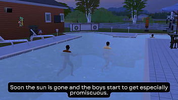Preview 3 of Full Porn Hurb Video - Owen and Jake Frat Bro Pool Party Fuck Sims 4 Wicked Whims