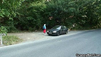 Preview 1 of Sara Jay Two Sluts Take Bbc Dp - Old granny is picked up from road and fucked
